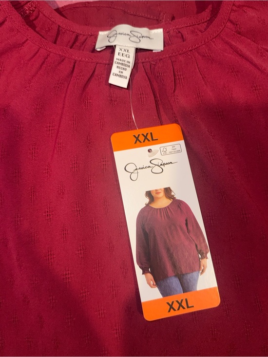 Jessica Simpson Tops - NWT Jessica Simpson Boho Blouse Berry 2X XXL